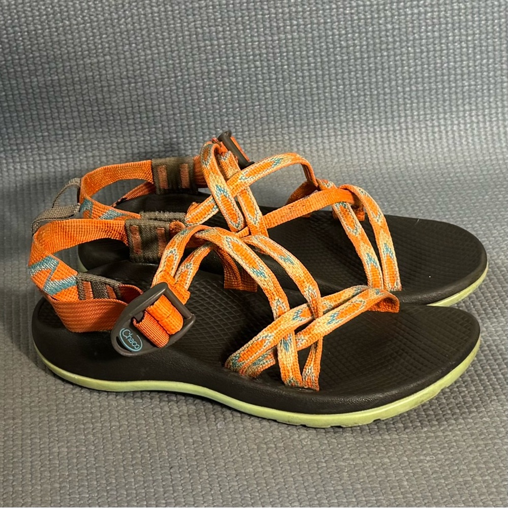 Chaco ZX2‎ Classic Orange Blue Double Strap Hiking Sandals Kid’s Size 3Y